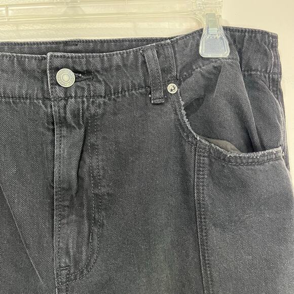 American Eagle Super High-Rise Ultra Wide Leg Jeans Black Denim Sz 12 Short - Picture 7 of 9